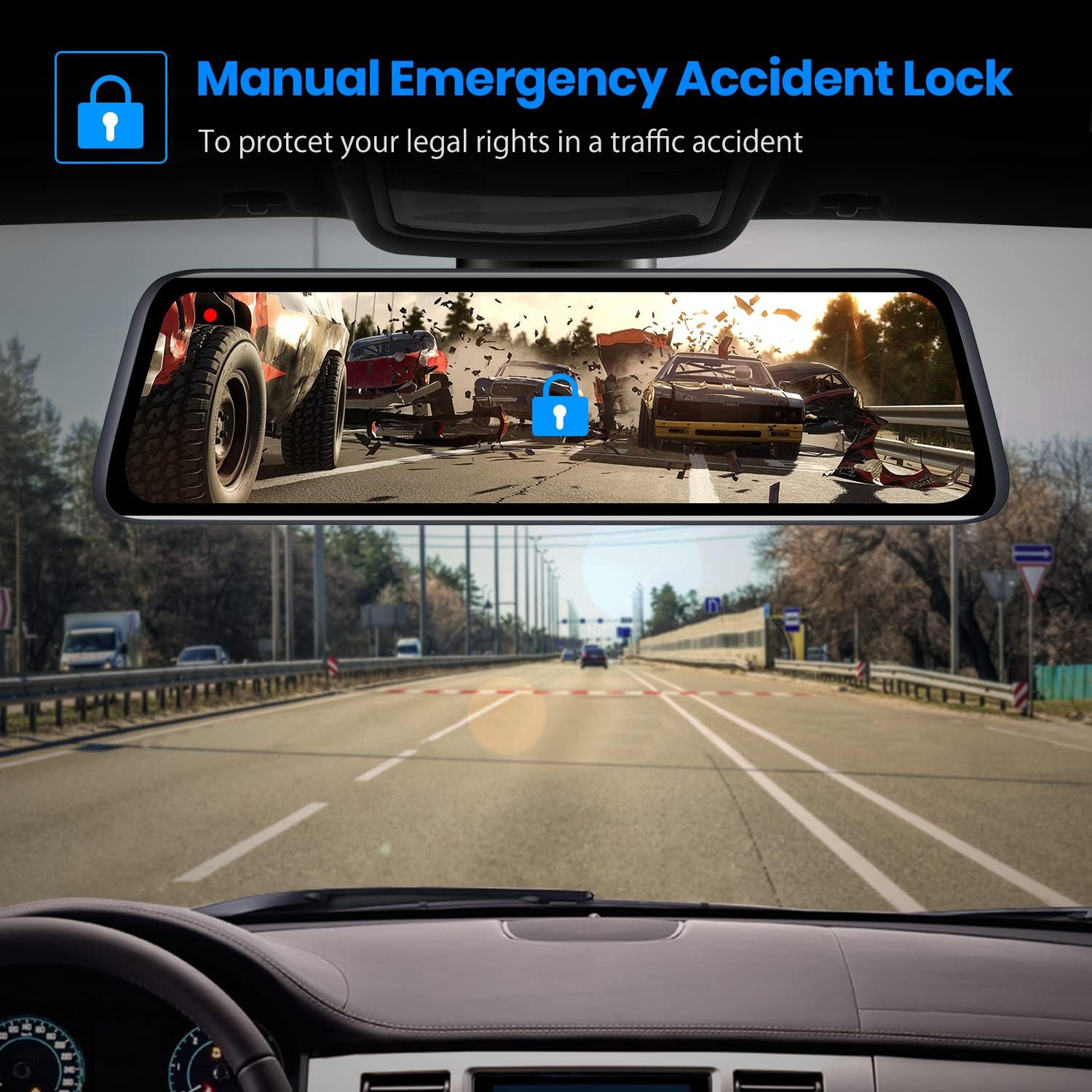 9.35''1080P OEM Rear View Mirror Camera: Recording Wide View Back Up Camera for Cars, Smart Full Touch Screen Stream Media Backup Camera with Super Night Vision for Trucks,Vans, SUVS (AUTO-VOX T9)