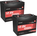 2 Pack 12V 100Ah Mini LiFePO4 Battery, Built-in 100A BMS,1280Wh Deep Cycle Rechargeable Lithium Battery 6000+ Cycles 10-Year Lifespan for RV, Solar, Off-Grid and Home Energy Storage
