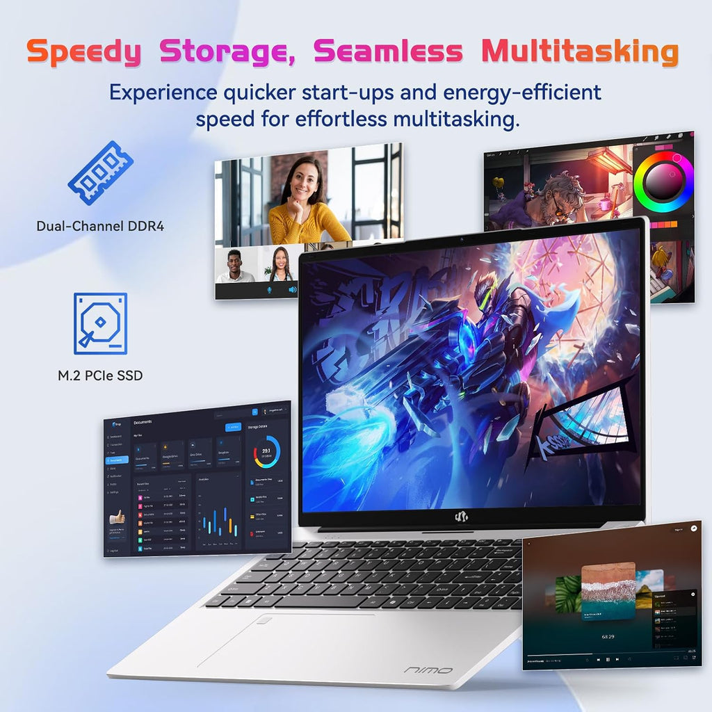 NIMO 17.3' FHD IPS Laptop, Intel Core i3-1215U (Beats i5-1135G7 Class), 32GB RAM, 1TB SSD, Windows 11 Home, Wi-Fi 6, Backlit Keyboard, Fingerprint, USB-C 65W Fast Charge, Bluetooth 5.2, 180° View