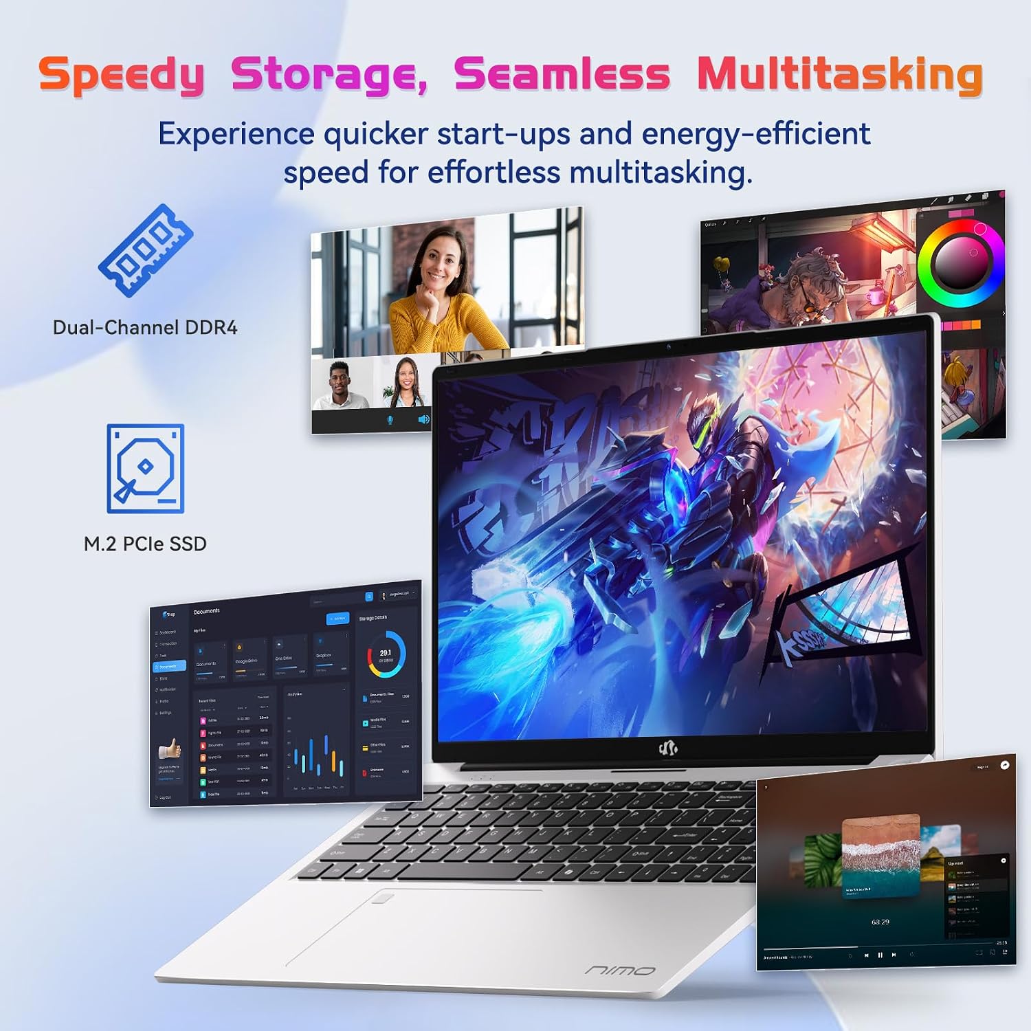 NIMO 17.3' FHD IPS Laptop, Intel Core i3-1215U (Beats i5-1135G7 Class), 32GB RAM, 1TB SSD, Windows 11 Home, Wi-Fi 6, Backlit Keyboard, Fingerprint, USB-C 65W Fast Charge, Bluetooth 5.2, 180° View