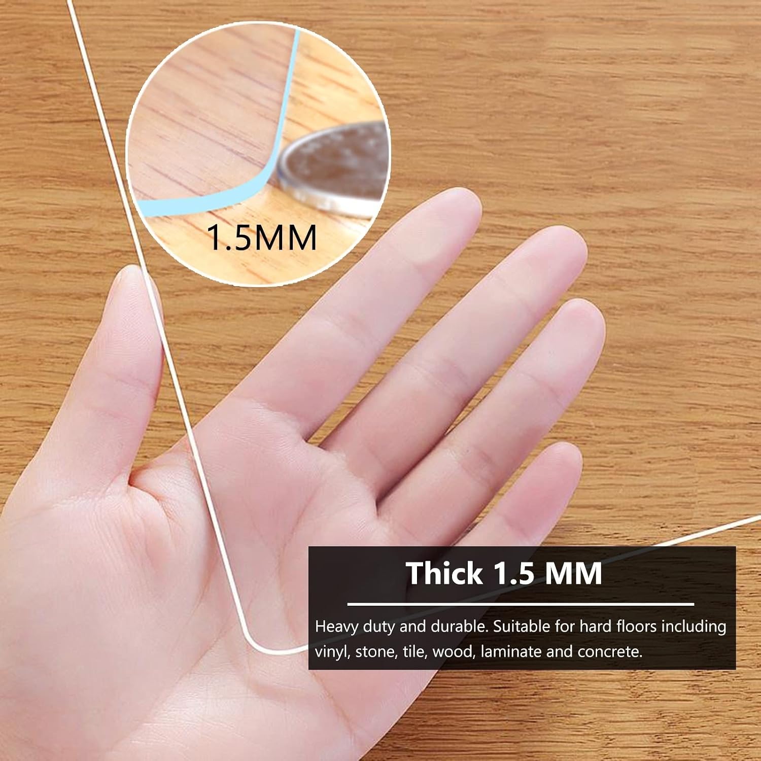 Thick and Sturdy Premium Floor Mats for Low and Medium Pile Carpets,Clear Hard Floor Chair Mat, Tile Floor Plastic Protector Pad(100x250cm(3.3x8.2ft))