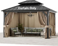 Covered Outdoor Universal 11' x 13' Gazebo Curtain Replacement, 4-Panel Outdoor Privacy Curtains with Zipper, Compatible with Patio Canopy, Garden, and Backyard (Curtain Only) Outdoor Gazebo