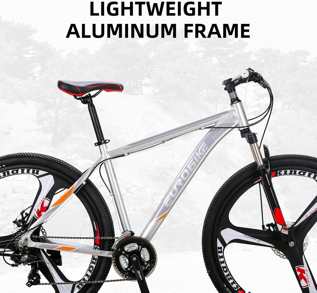 EUROBIKE 29' /27.5' Mountain Bike，29' Men Mountain Bike, Lightweight Aluminum Frame,Front Suspension Daul Disc Brakes 21 Speed Bicycles for Mens Bikes Mountain Bike for Adults