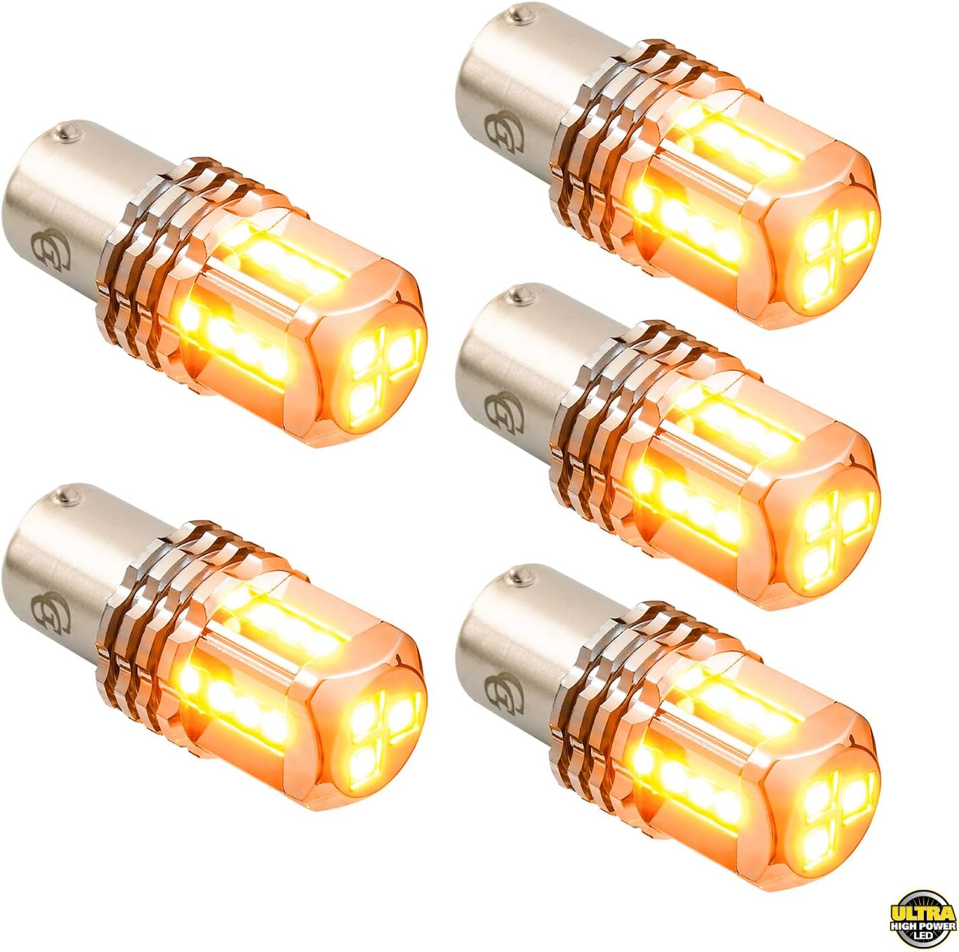 GG Grand General 70806 1157 Amber 15 SMD LED Tower LED Bulb, 12V, 5 Pack