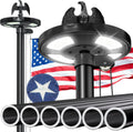 20FT Heavy Duty Flag Pole for Outside House, 100MPH Wind Rated 12 Gauge Extra Thick Aluminum Flagpole Kit, Black Eagle Topper & Solar Light, All-Weather Yard Display with Ground Sleeve, 3x5 USA Flag (Black, 20 FT with Light)