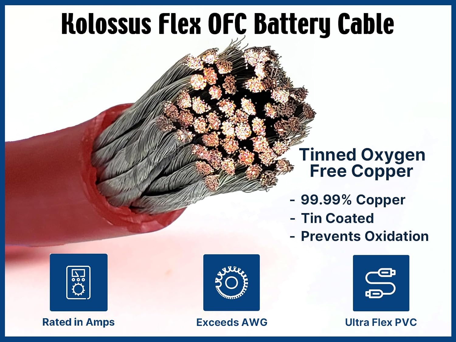 KnuKonceptz Kolossus Flex Kable OFC 0 Gauge Power Wire Copper Cable Red 15 ft 1/0 AWG