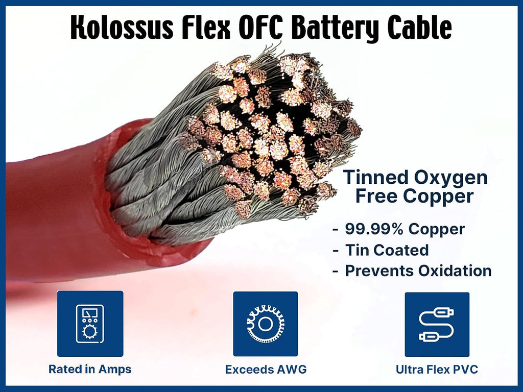 KnuKonceptz Kolossus Flex Kable OFC 0 Gauge Power Wire Copper Cable Red (20 ft) 1/0 AWG