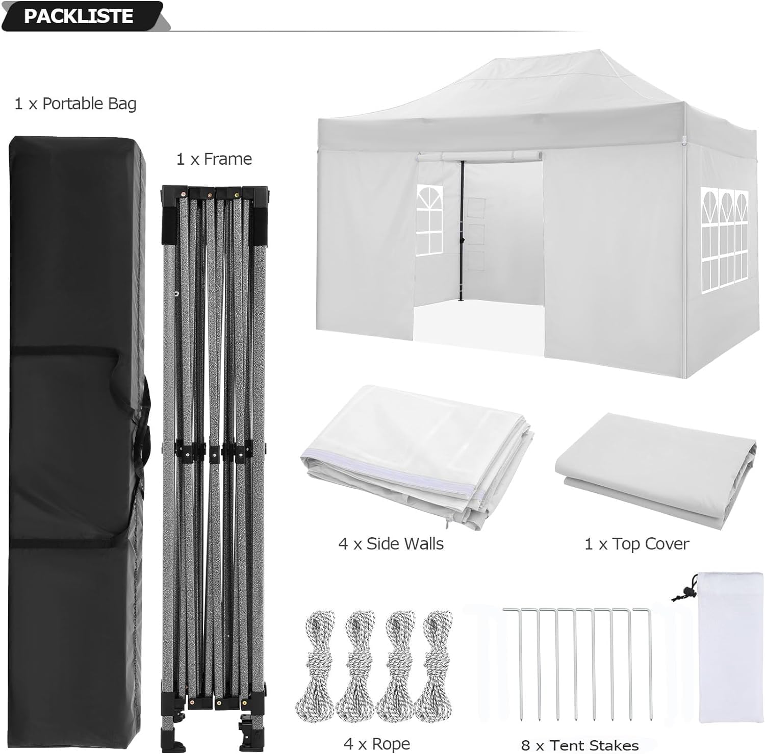 COBIZI 10x15 Pop up Canopy Tent Heavy Duty, Easy Set-up Commercial Outdoor Party Tent, 100% Waterproof Wedding Tents Gazebo, 3 Height Adjustable with Wheeled Bag, White