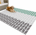 Outdoor Rug 4x6ft Grey Teal Stripe Buffalo Check Geometric Art Patio Area Rugs Waterproof Easy Cleaning Non Shedding Thick Mats Herringbone Carpet for Indoor Outdoor Porch Deck Backyard Balcony