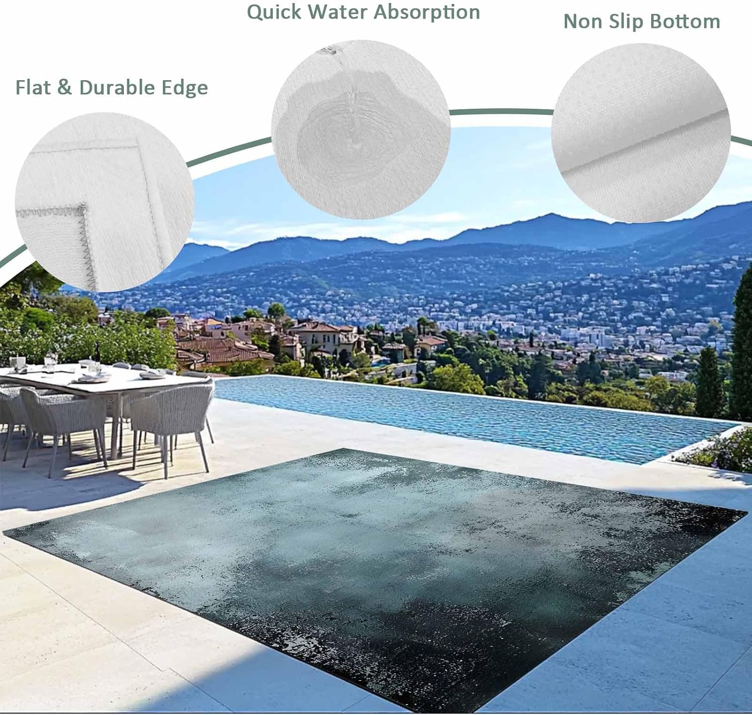 Outdoor Rug 4x6ft Shabby Chic Teal Colored Artwork Patio Area Rugs Waterproof Easy Cleaning Non Shedding Thick Mats Abstract Carpet for Indoor Outdoor Porch Deck Backyard Balcony