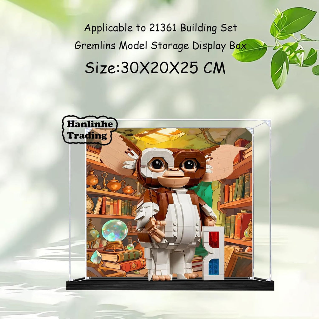 Acrylic Display Case for Lego 21361 Gremlins Building Set– Dustproof Display Box & Showcase, Display Box Compatible with Lego 21361 -Only Display case (Back Spray 1) (Back Spray Black Base 2)
