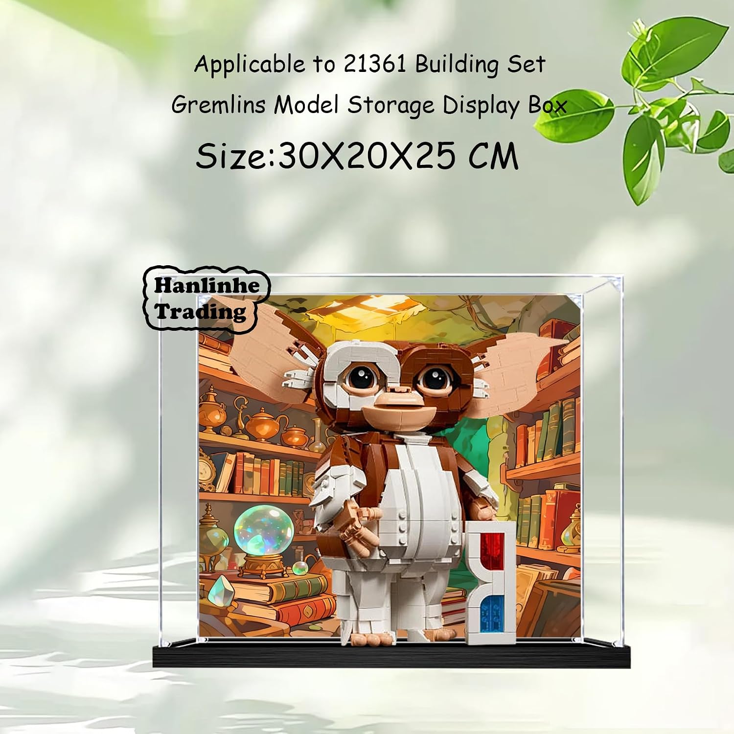 Acrylic Display Case for Lego 21361 Gremlins Building Set– Dustproof Display Box & Showcase, Display Box Compatible with Lego 21361 -Only Display case (Back Spray 1) (Back Spray Black Base 2)