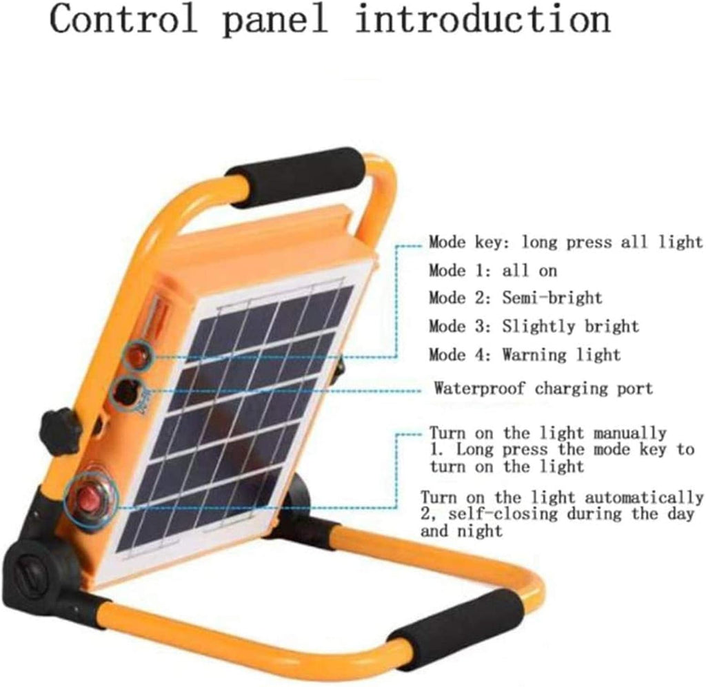 Solar Flood Lights 50W Led Work Light,Rechargeable Portable Waterproof Solar Led Flood Lights for Outdoor Camping Hiking Emergency Car Repairing,