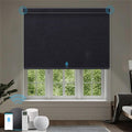 Motorized Roller Shade, 100% Blackout Smart Window Blinds Work with Homekit, Alexa, Google Home, Remote Control, Electric Blinds with USB/Solar Pannel,Dark Eclipse Black