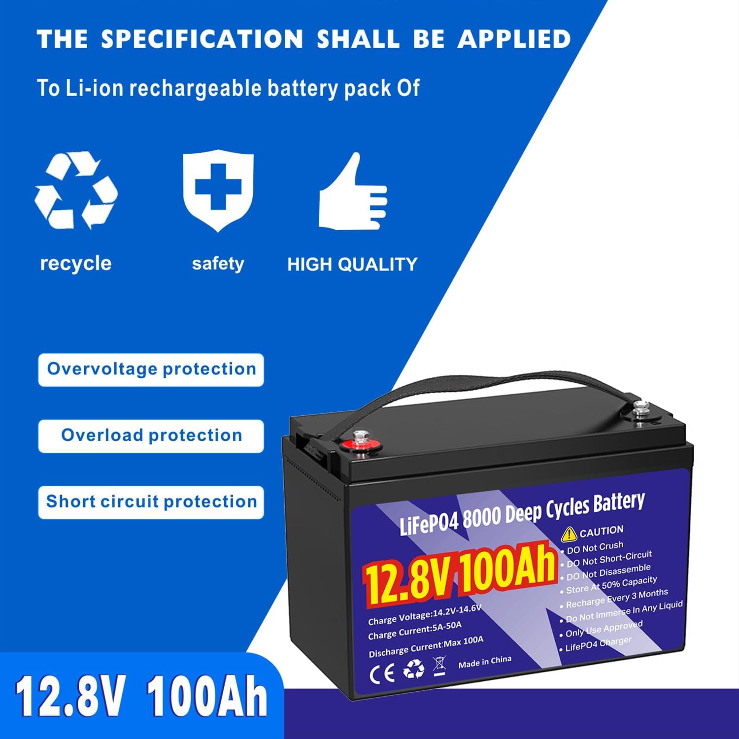 12V 100Ah LiFePO4 Lithium Battery, Group 31 1280Wh Lithium Iron Phosphate Battery 8000+ Deep Cycles Long Lifespan with Built-in BMS Low Temperature Battery for Trolling Motor, RVs, Solar System