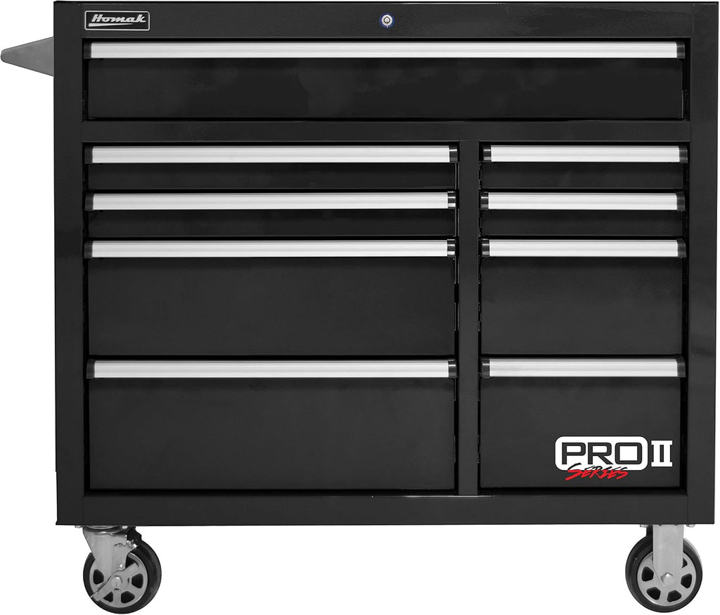 Homak PRO II Series 41' 9-Drawer Roller Cabinet, Black, BK04041092