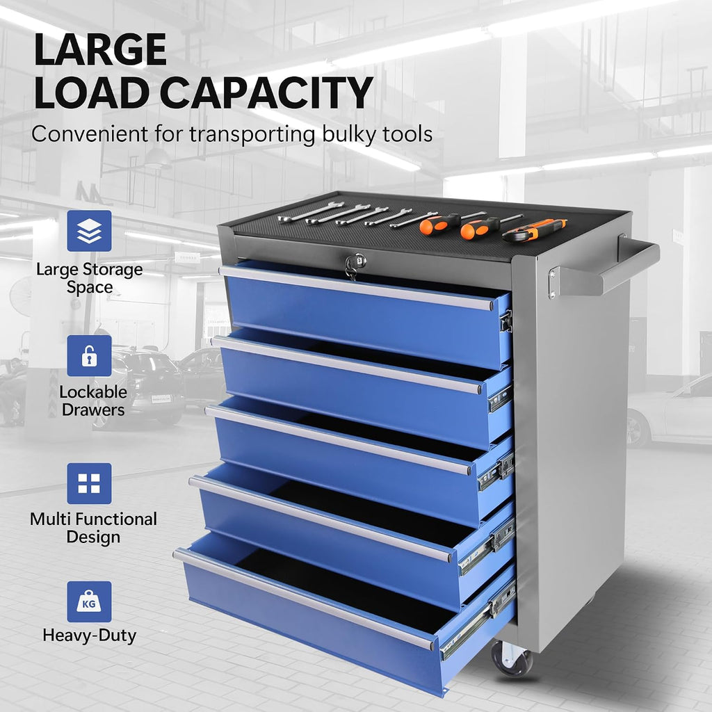 5 Drawers Rolling Tool Chest with Wheels, Portable Rolling Tool Box on Wheels, Tool Chest Organizer for Garage, Workshop, Home Crafts Use