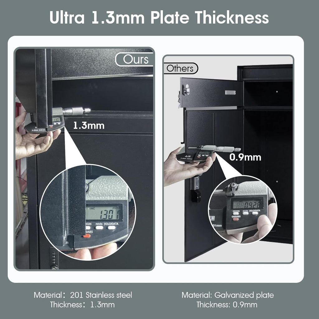 Large Secure Package Delivery Box for Outside with Key Lock, 48 * 23 * 21', Stainless Steel, 42 Gallon, Anti-Theft, Rust-Proof,Waterproof Box for Packages Delivery Outdoor（Black