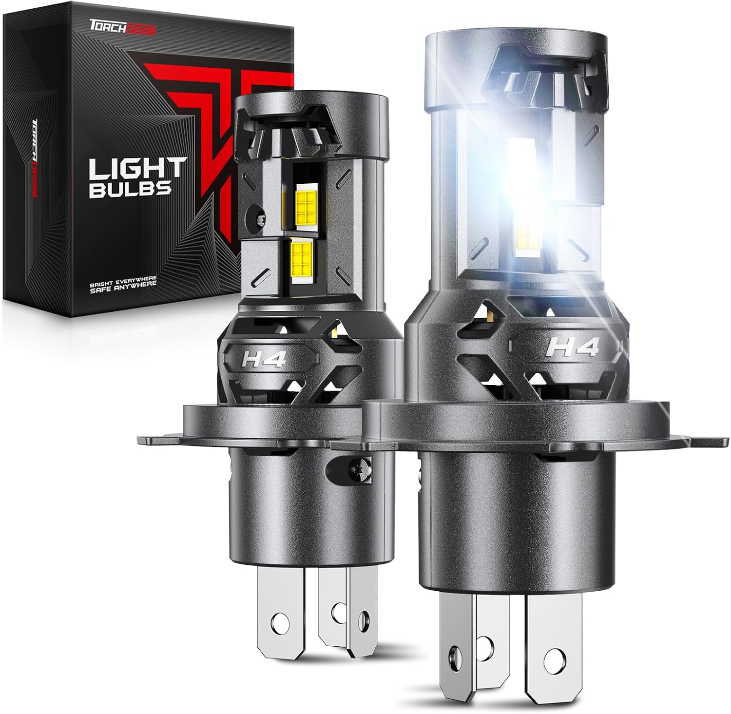 Torchbeam 2026 H4/9003 LED Light Bulbs, 6500K White, Mini Size, Bright Automotive Illumination, 2 Count