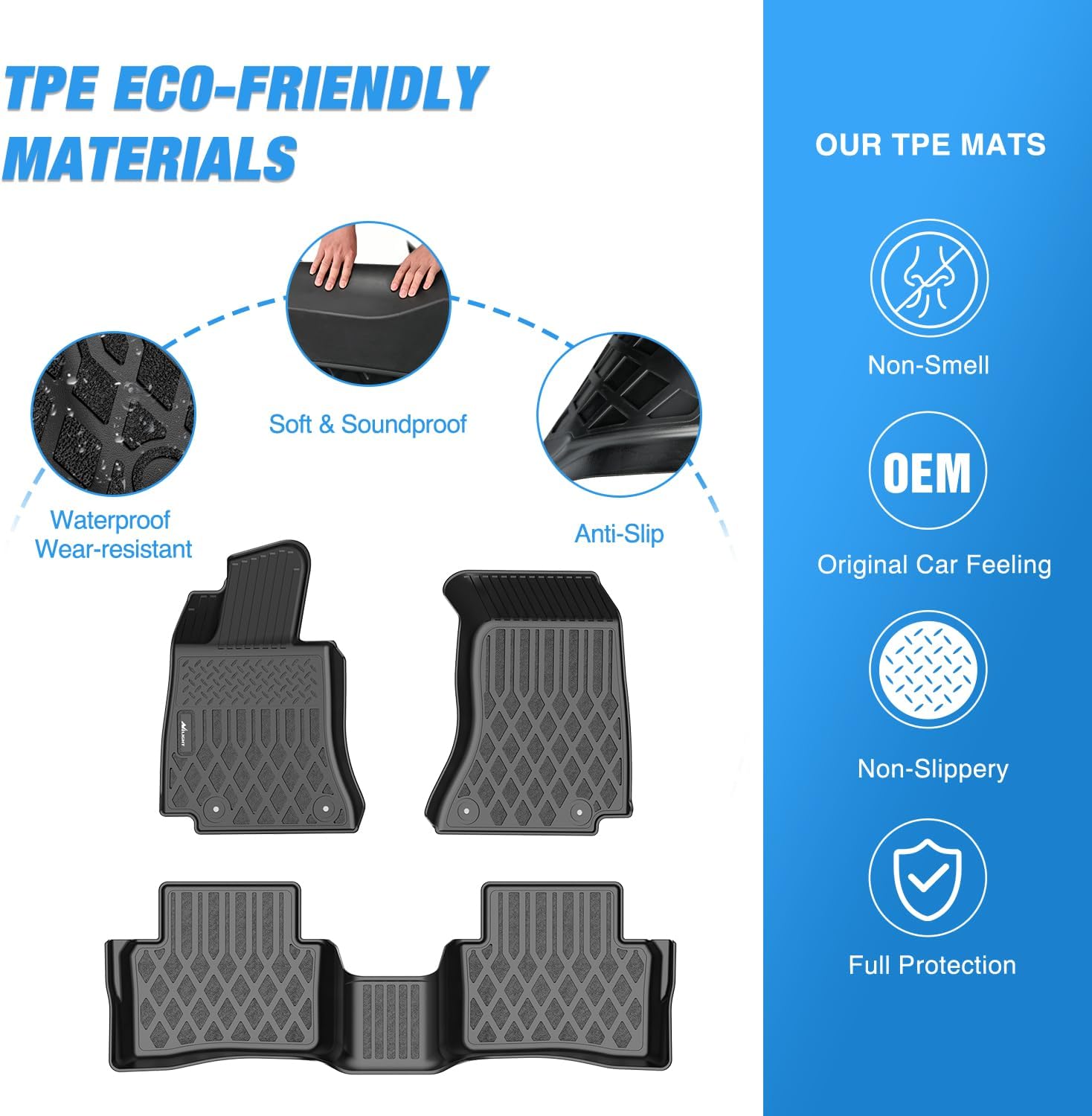Nilight TPE Floor Mats for Mercedes Benz C-Class Sedan C300 C350e AMG C63 AMG S 2015 2016 2017 2018 2019 2020 2021 All Weather Custom Fit Heavy Duty Floor Liners