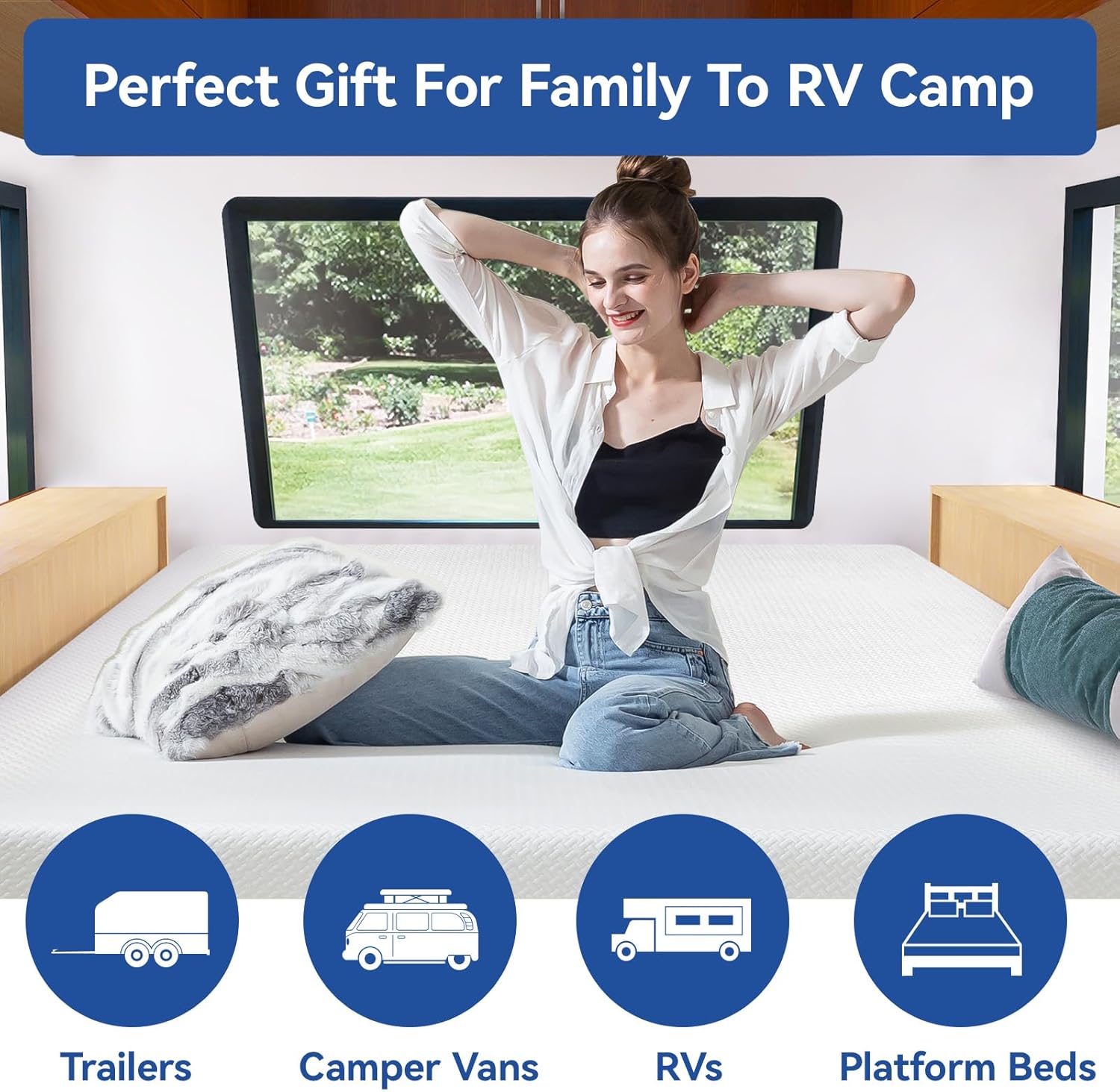 Short King RV Mattress Memory Foam-Mattress 10 Inch, Updated Cooling Green Tea/Gel Mattresses for Camper/Truck/Trailer, Medium Firm-Mattress with Fiberglass-Free Cover, CertiPUR-US,in USA, 75'' x 72''