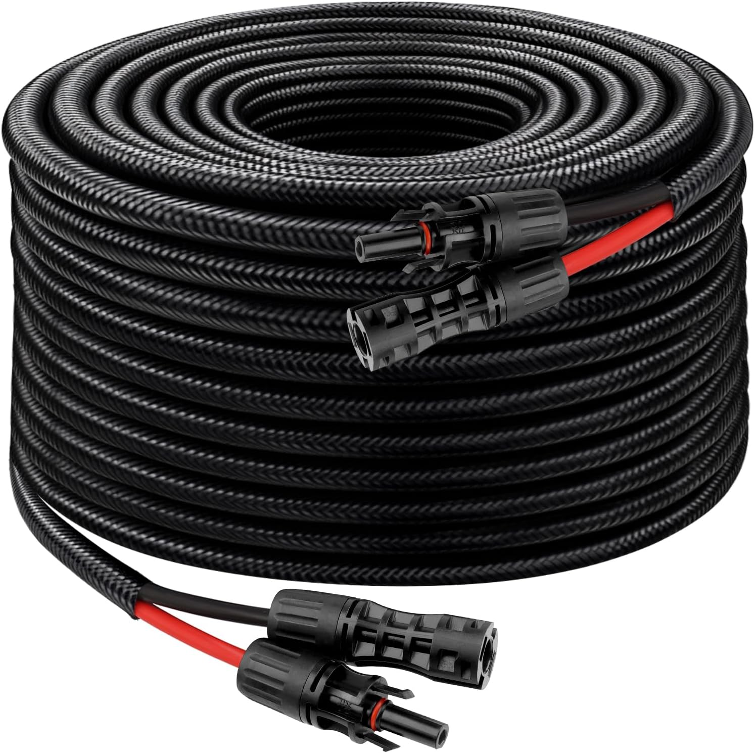 XRDS -RF Solar Cable 50FT, 8AWG Solar Extension Cable with Male & Female Solar Connectors, Flame-Retardant Protective Sleeving Solar Panel Cable, Weatherproof PV Wire for Solar Panel Connection