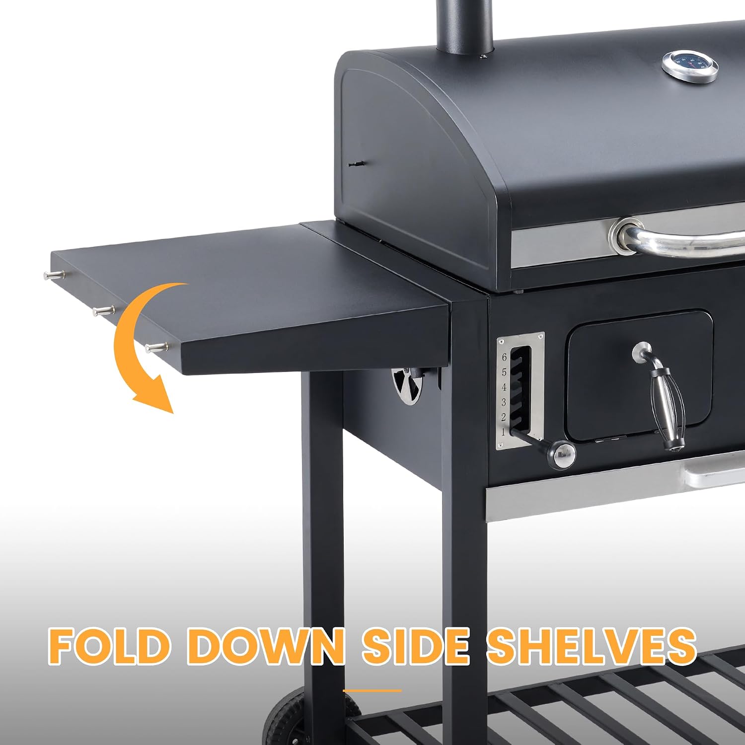 VICLLAX Extra-Large Premium Charcoal Grill - Smoker Grill with 600 sq in Cooking Space, Dual Adjustable Trays & Foldable Side Tables, Enamel-Coated Grills for Professional BBQ Experience