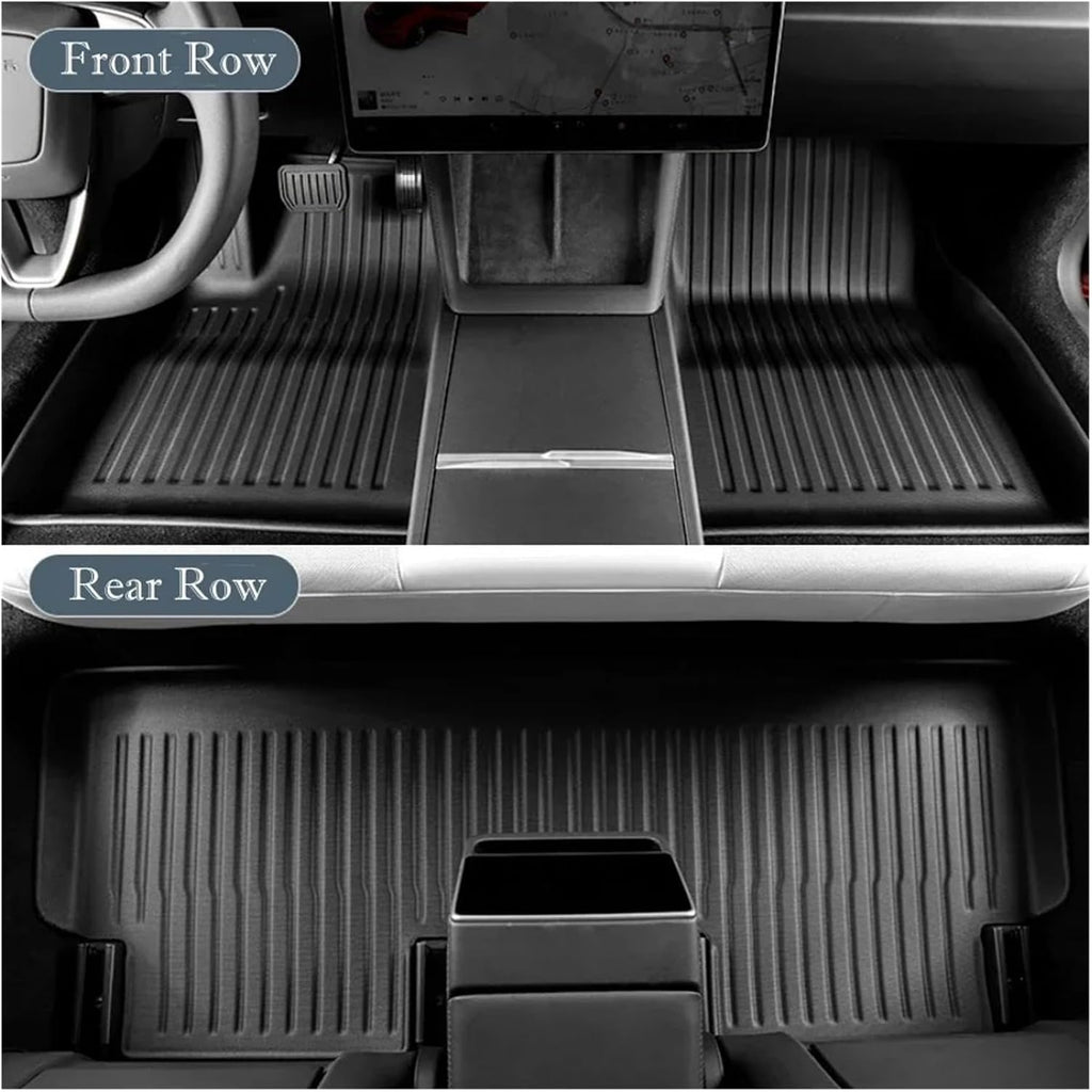 Compatible with Tesla Model 3 Highland 2024 TPE Floor Mats All Weather Front Rear Cargo Liner Mat Waterproof Anti-Slip Mats Accessories(Blue,Highland 2024)