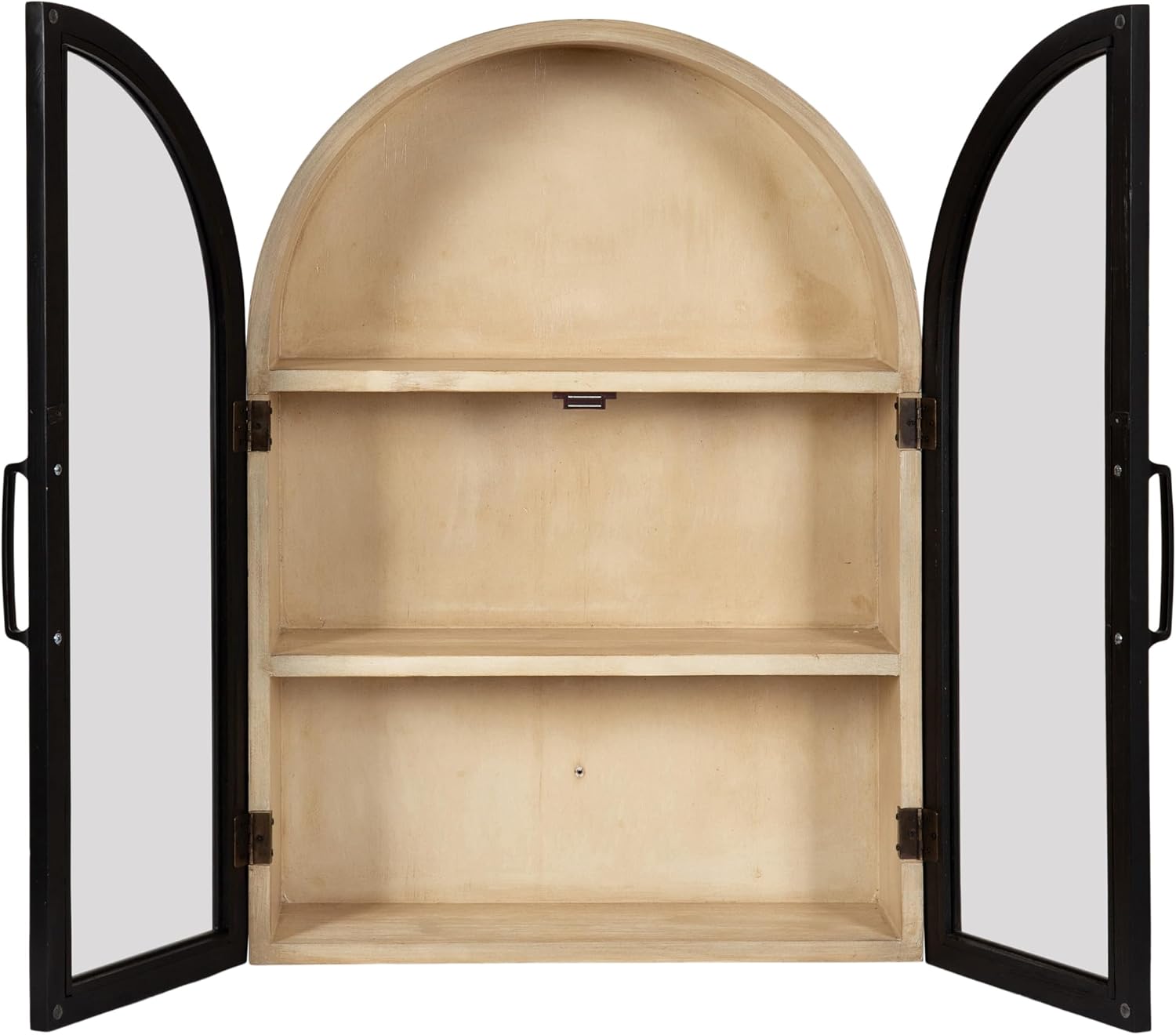 Kate and Laurel Arcott Modern Arch Wall Cabinet; 21 x 8 x 30; Natural Wood and Black; Transitional Arched Cabinet for Use as Over-the-Toilet Storage or Living Room Storage Cabinet