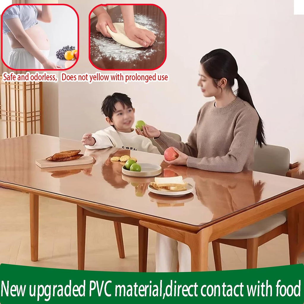 Frosted 2mm Thick Plastic Table Cover Transparent,54x81 Inch Clear PVC Desk Mat Protector,Oil-Proof Vinyl Tablecloth Easy Cleaning Desk Pad Clear Table Protector for Coffee Dining Room Tabletop