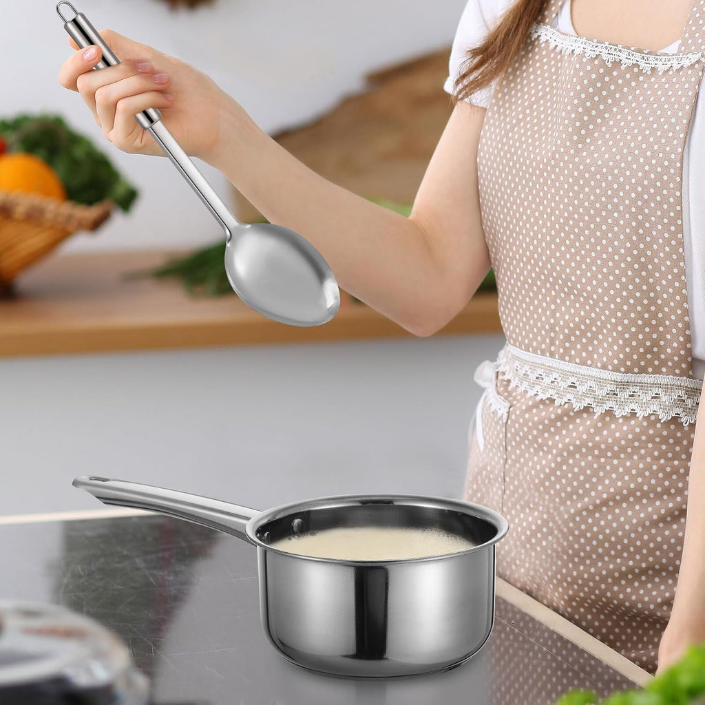 KALLORY 15pcs Stainless Steel Cookware Set with Composite Bottom, Induction Compatible Pots and Pans, Includes Lids and Cooking Utensils for Gas, Electric Stoves and Kitchen Use