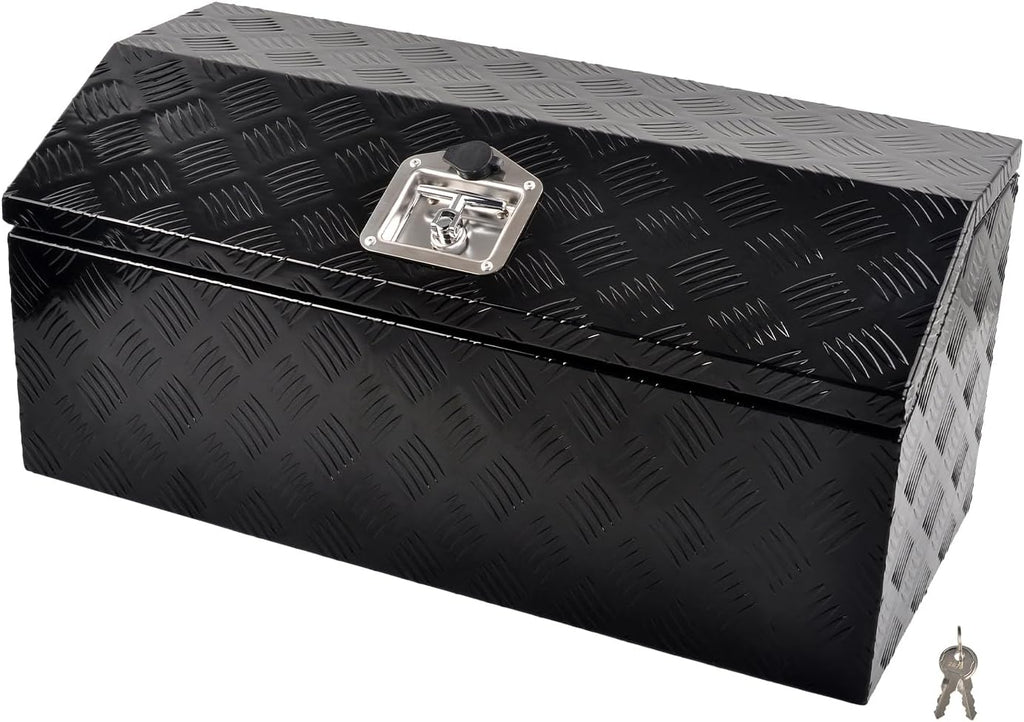 30 Inch Aluminum Trailer Tongue Tool Box Wide Utility Trailer Tongue Toolbox RV Storage OrganizerTrailer Storage Tool Box With Lock & Keys Black,5 Bar Tread (30'X13.2'X13.5')