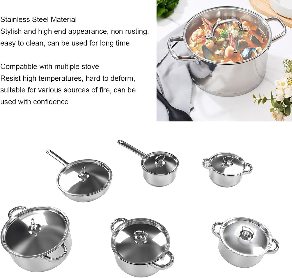 Kitchen Cookware Set Stainless Steel Pot and Pan Cooking Cookware and Utensil Set for Home