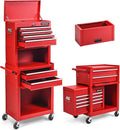 ERGOMASTER 6-Drawers Tool Chest, High Capacity Tool Storage Cabinet with Wheels and Locking System, Removable Tool-Box Bench for Garage -Upgrade 6 & Red