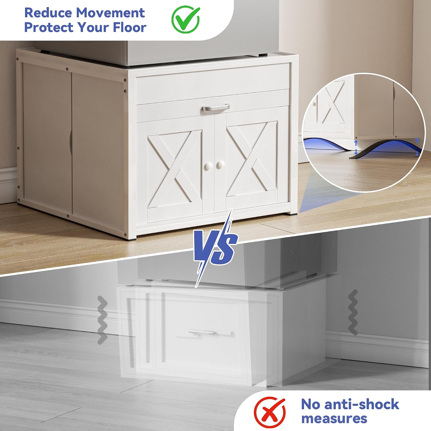 DTK Washer and Dryer Pedestals, Washing Machine Stand with Laundry Basket Shelf, Universal Fit Laundry Pedestals with Hidden Storage and Three Side Doors, 800LBS Capacity