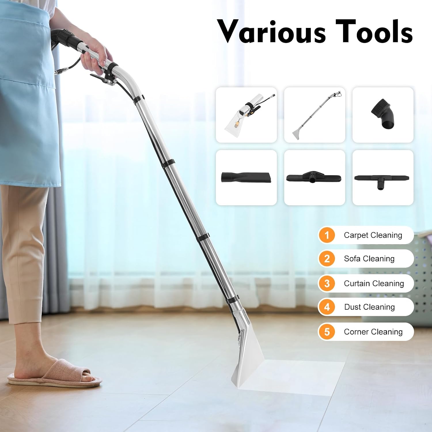 Commercial 40L 3-in-1 Carpet Cleaner & Extractor, 1000W Heavy Duty Floor Cleaning Machine with Vacuum, Spray & Washing Functions for Home, Hotel & Office Use
