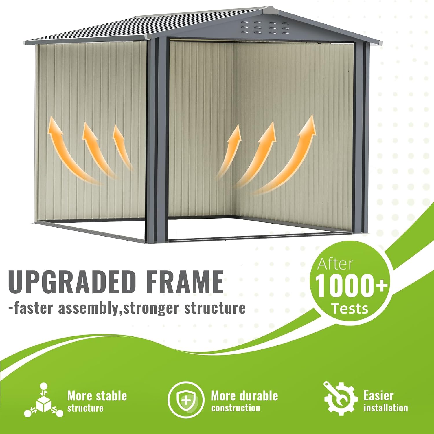 8 X 8 FT Metal Outdoor Storage Shed, Waterproof Garden Utility Shed with Lockable Door, All-Weather Storage Shelter for Bikes,Tool for Patio Lawn Backyard Garden Black