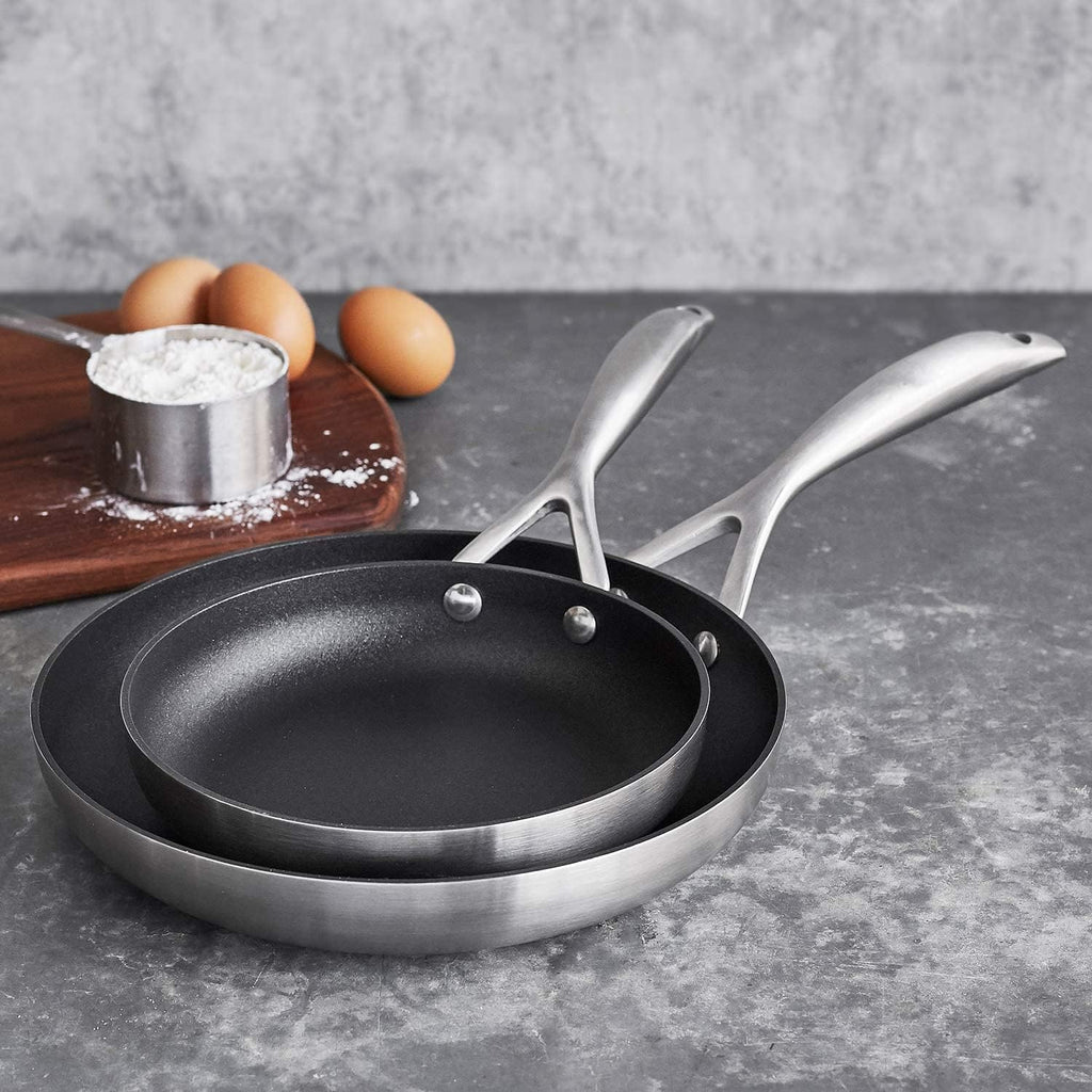 Scanpan CS+ 2-Piece Nonstick Fry Pan Set (8 & 10 1/4 inch) – Compatible with All Cooktops, Induction Ready, Metal Utensil Safe, Oven Safe to 500°F, Dishwasher Safe