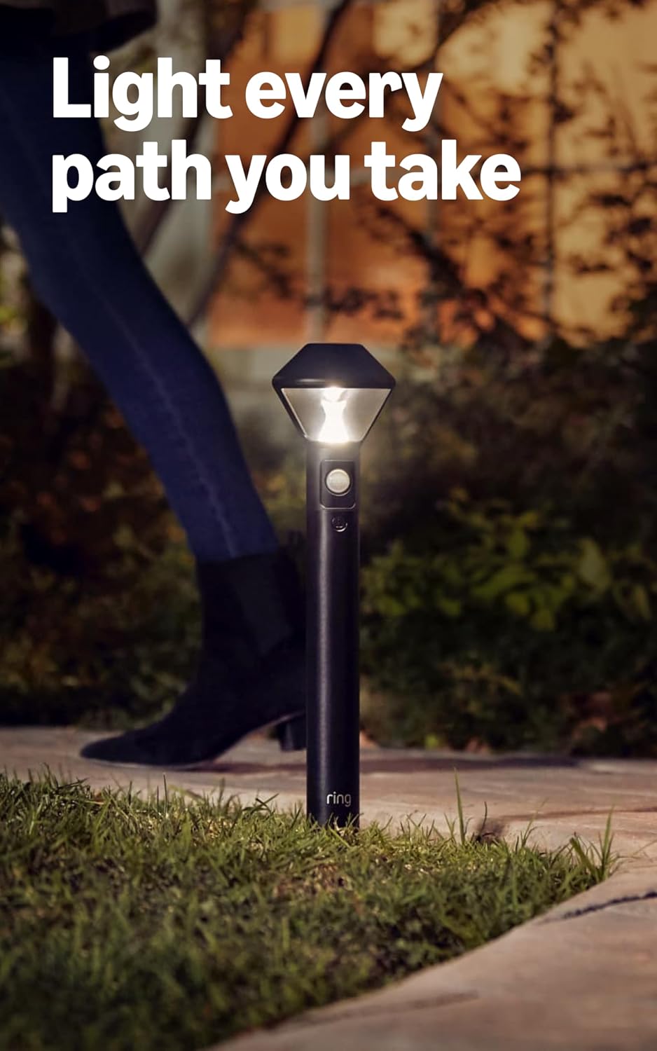 Ring Solar Pathlight 2-Pack, Black with Ring Bridge (Newest Model), White