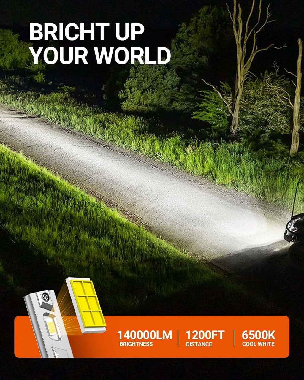 SEALIGHT 9005 H11 Bulbs, 180,000LM 1400% Brightness, HB3 H8/H16/H9 6500K Cool White LED Bulbs, IP68 Waterproof 70000Hrs Lifespan, 5X Heat Dissipation driving LED Bulbs, Plug and Play, 4 Pack