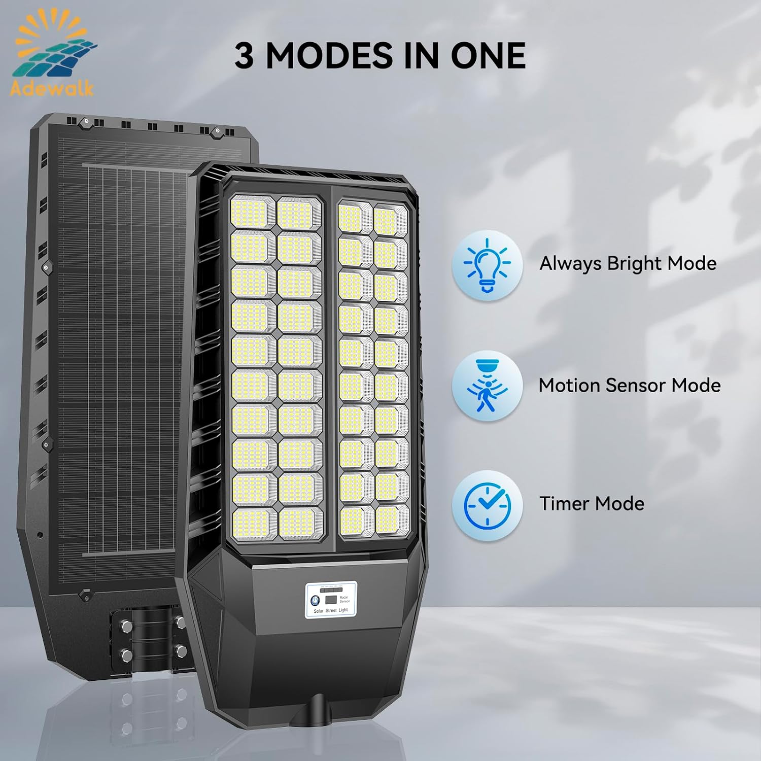 10000W Pro Large Solar Street Lights Outdoor with Thickened Shell, Commercial Grade Street Light Dusk to Dawn, Motion Sensor Solar Security Flood Light Waterproof for Yard, Driveway, Parking - 2 Pack