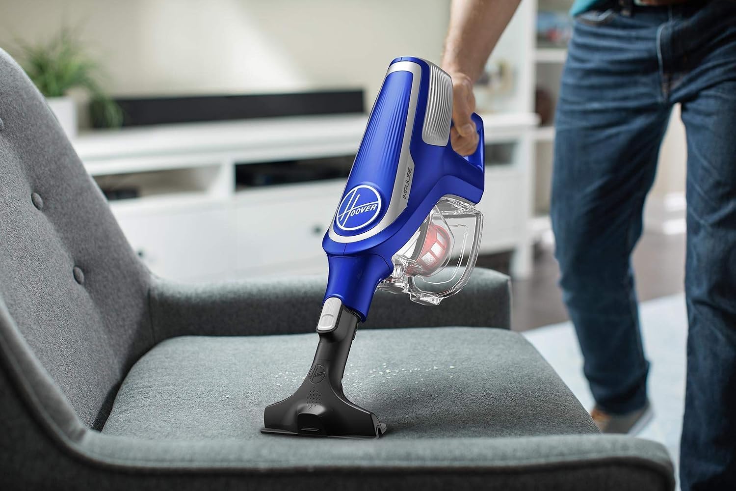 Hoover Impulse Cordless Stick Vacuum Cleaner with Swivel Steering, BH53020, Blue