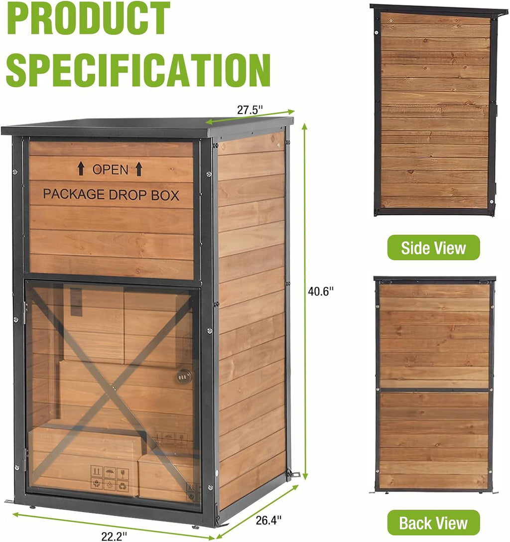 Package Delivery Boxes For Outside With Combination Lock, Anti-Theft Package Drop Box With Weatherproof Design, Wooden Porch Package Delivery Box With Secure Storage For Home And Business