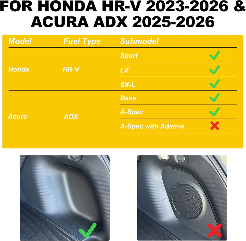 Full Set Floor Mats Fit for Honda HRV 2023-2027 Sport/LX/EX-L | for Acura ADX 2025-2026, All Weather TPE Custom Fit HR-V Floor Liners 1st & 2nd Row & Seat Back Mat & Cargo Mat