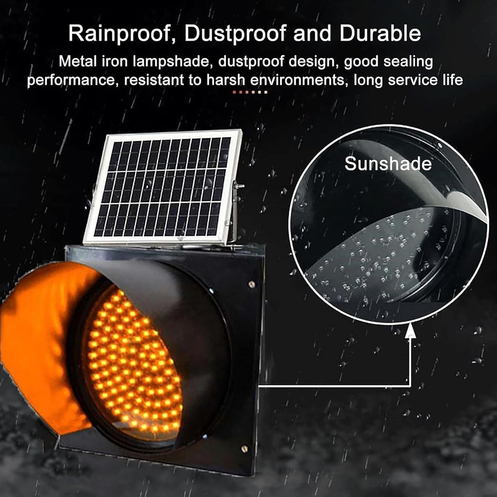 LED Flashing Solar Traffic Light, Traffic Signals Signs Lights with Solar Panel, IP65 Waterproof Signal Light, Emergency Lights (40cm/16in)