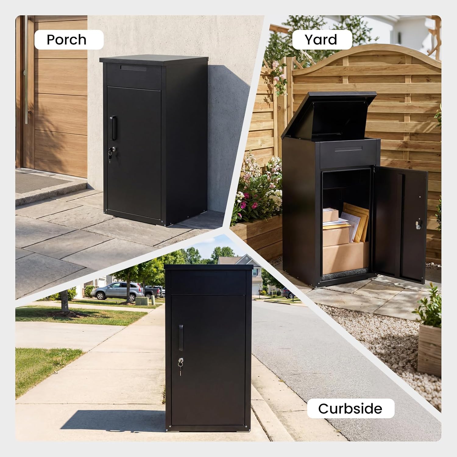 Goplus Package Delivery Boexes for Outside, 18' x 17.5' x 34' Galvanized Steel Parcel Drop Boxes with Lock, Anti-Theft Design, Package Mailbox for Home, Office, Yard, Curbside (18' x 17.5' x 34')