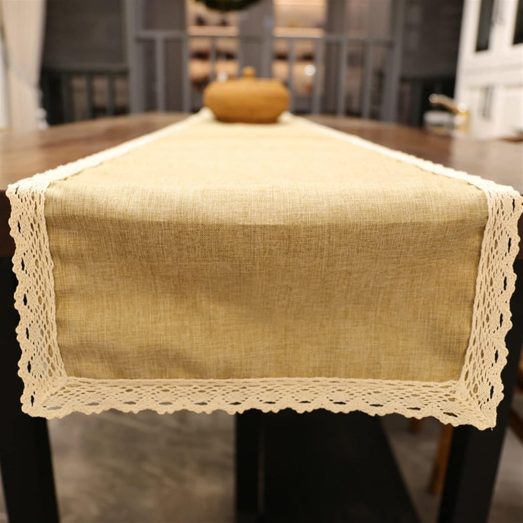 Handmade Simple Table Runners 30x250cm Runner Burlap Vintage Lace Jute Tv Cabinet Rectangular (Gray 30x180cm) (Grijs