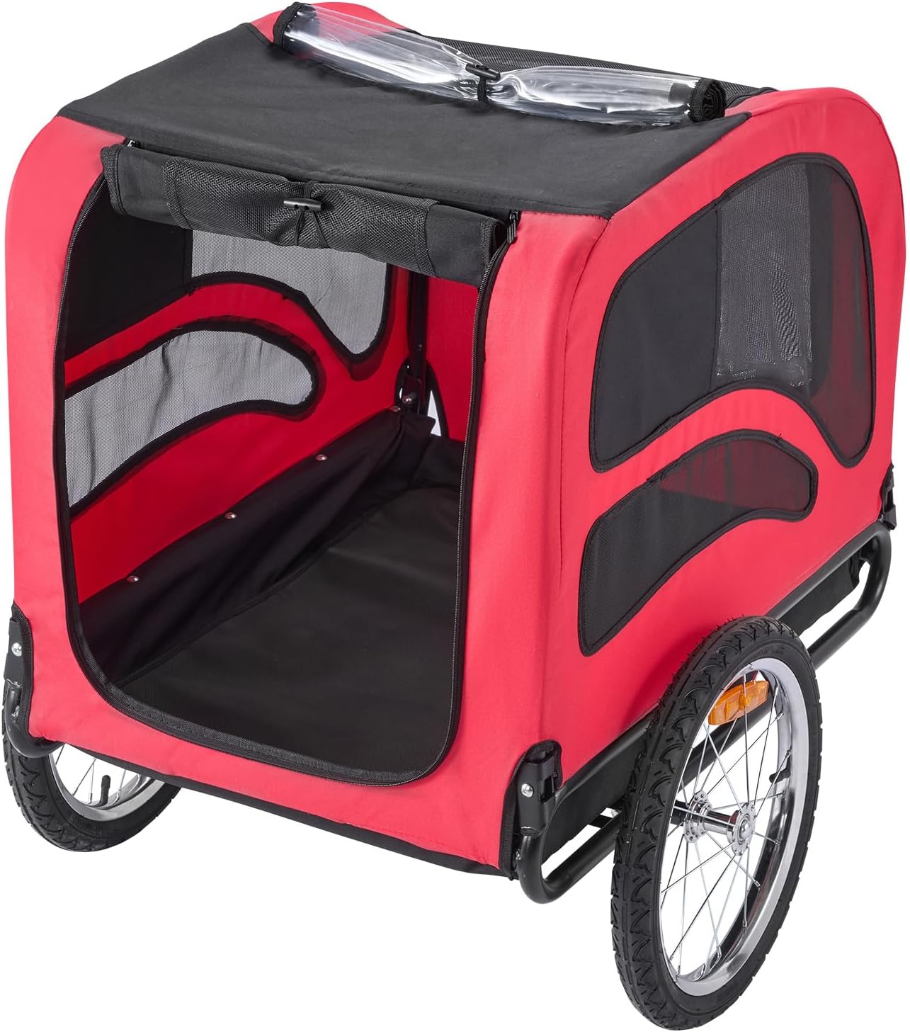 VEVOR Dog Bike Trailer, Supports up to 100 lbs, Pet Cart Bicycle Carrier, Easy Folding Frame with Quick Release Wheels, Universal Bicycle Coupler, Reflectors, Flag, Collapsible to Store
