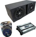 Harmony Audio Universal Car Stereo Vented Port Dual 15' Kicker Bundle Comp C15 Sub Box Enclosure & Harmony HA-A800.1 Amp