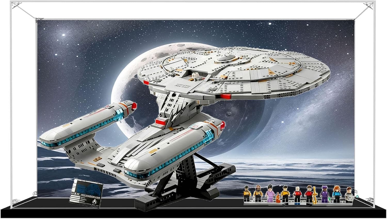 Acrylic Display Case for Lego 10356 Star Trek: Starship Enterprise, Dustproof Transparent Storage Box, Display Box Compatible with 10356 (Box Only) (Painted Background A)